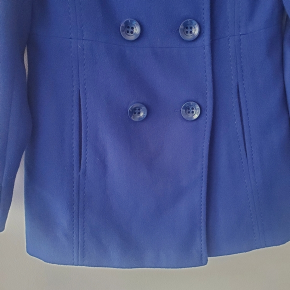 Forever 21 Women's Blue Pea Coat Lined Double Breasted S/P Casual Formal Travel - Picture 2 of 16